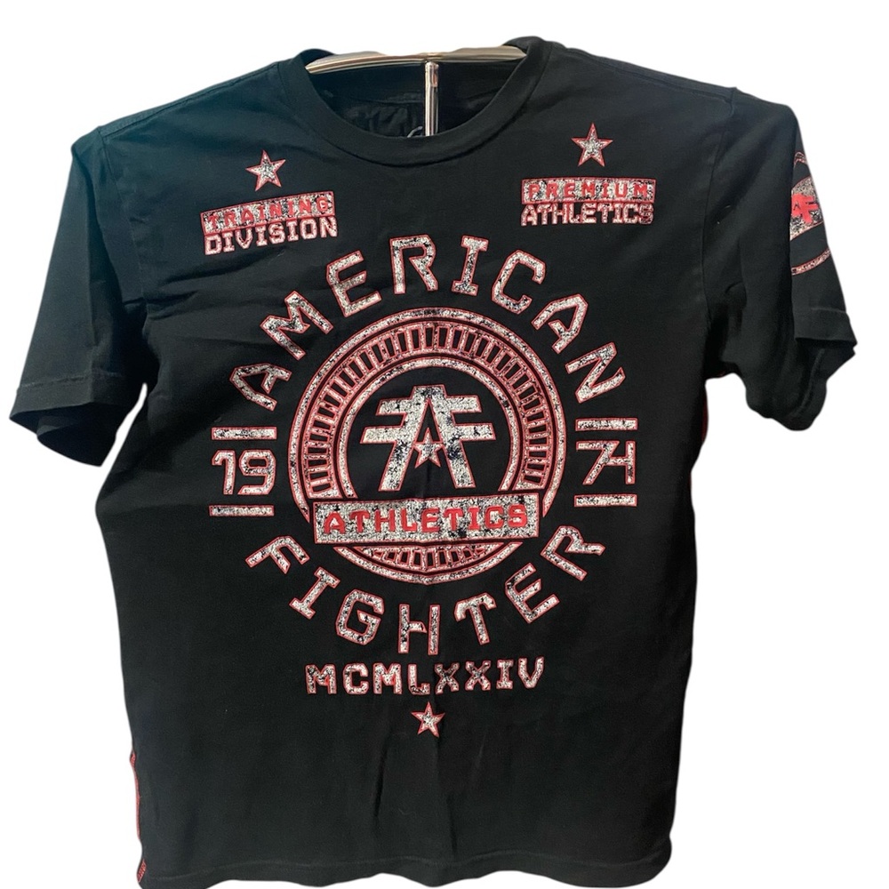 American Fighter Black and Red Graphic Tee
